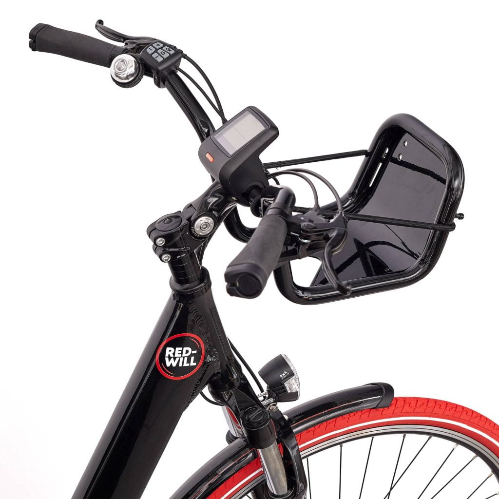 Panier Guidon vélos électrique roues rouges