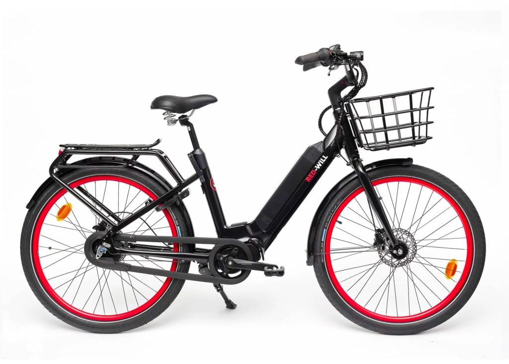 Vélo électrique connecté roues rouges